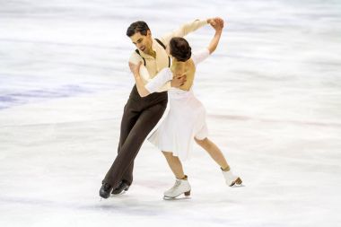 Milan - Aralık 16: Anna Cappellini ve Luca Lanotte Agor Buz Sarayı İtalyan şampiyonasında 2018 sırasında ilk dans iki sonra Milano'da Aralık, 2017 üzerinde yer