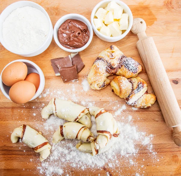 Some chocolate croissant homemade — Stock Photo, Image
