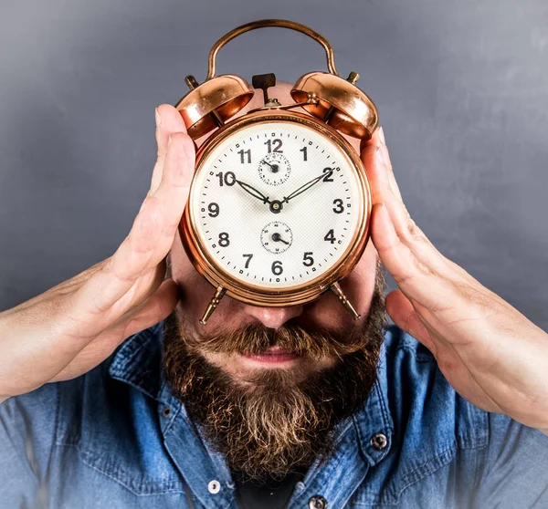 Expressive Man Alarm Clock — Stock Photo, Image