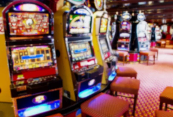 Out of focus / blurred slot machines in a casino — Stock Photo, Image