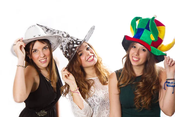 Groupe de jeunes en chapeau de fête — Photo