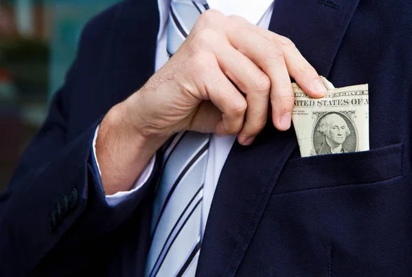 Businessman Office Taking Banknotes — Stock Photo, Image