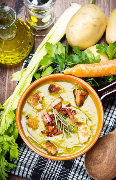Sopa Vegetal Cuenco Ingredientes —  Fotos de Stock