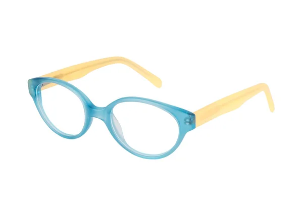 Fehér alapon kék-sárga szemüveg — Stock Fotó