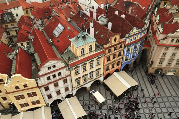 Havadan görünümü eski şehir Meydanı, Çek Cumhuriyeti — Stok fotoğraf
