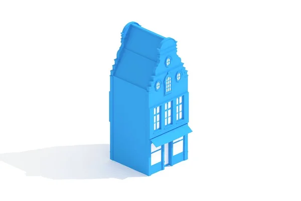 Old Apartment House Gebouw Model Weergegeven Witte Achtergrond Isometrische Weergave — Stockfoto