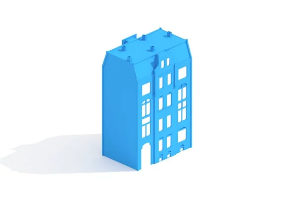 Old Apartment House Building Model Rendered White Background Isometric View — 스톡 사진