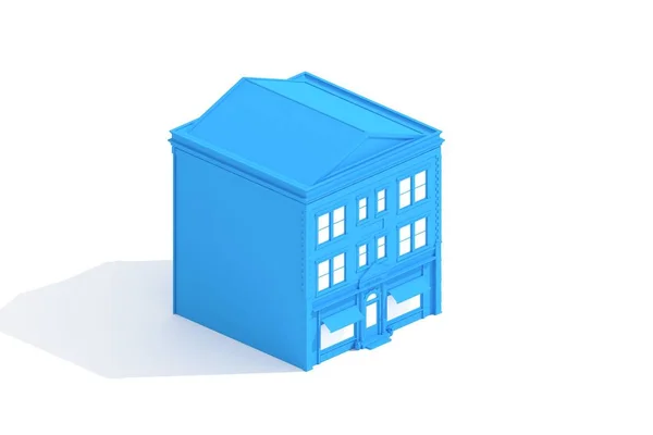 Old Apartment House Building Model Rendered White Background Isometric View 스톡 사진