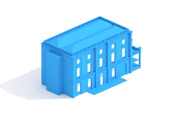 Old Apartment House Building Model Rendered White Background Isometric View 로열티 프리 스톡 이미지