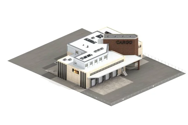 Трехмерная Модель Грузового Здания Белом Фоне — стоковое фото