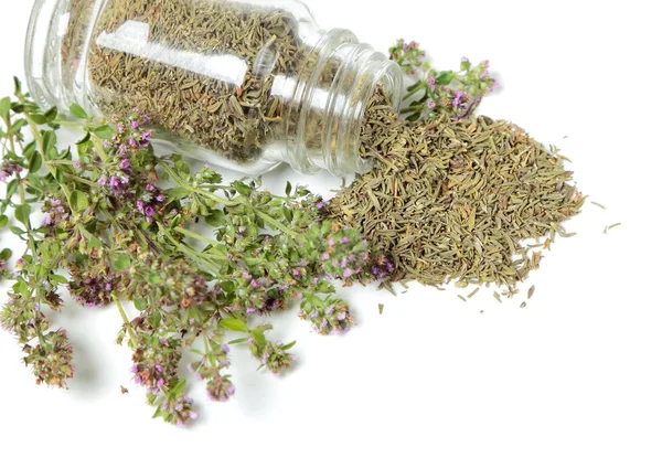 Bottle with thyme — Stock Photo, Image