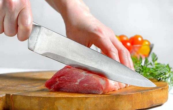 Stainless steel butcher knife Stock Photo