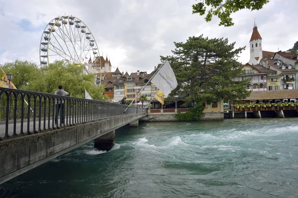 Thun, Aare in Thun city - Aare, Switzerland - 23 july 2017n Swit — Stock Photo, Image