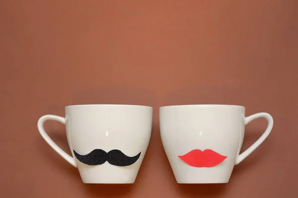 Xícaras de café com ícone para senhoras e senhores — Fotografia de Stock