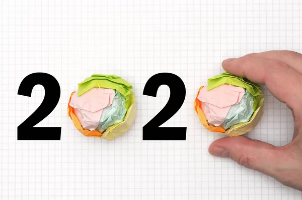 Year 2020 Sign And Paper Balls — 스톡 사진