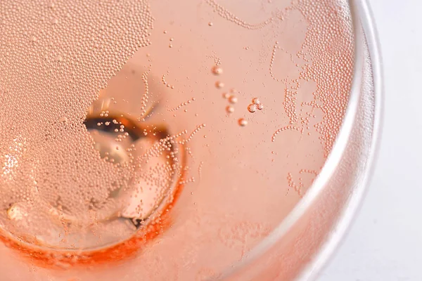 Roze Rose Champagne Glas Met Bubbels — Stockfoto