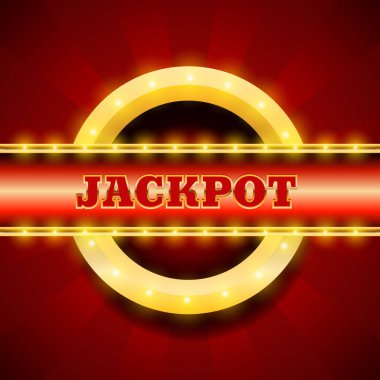 Jackpot retro afiş için kazanan bir poker araba parlayan lambalar ile