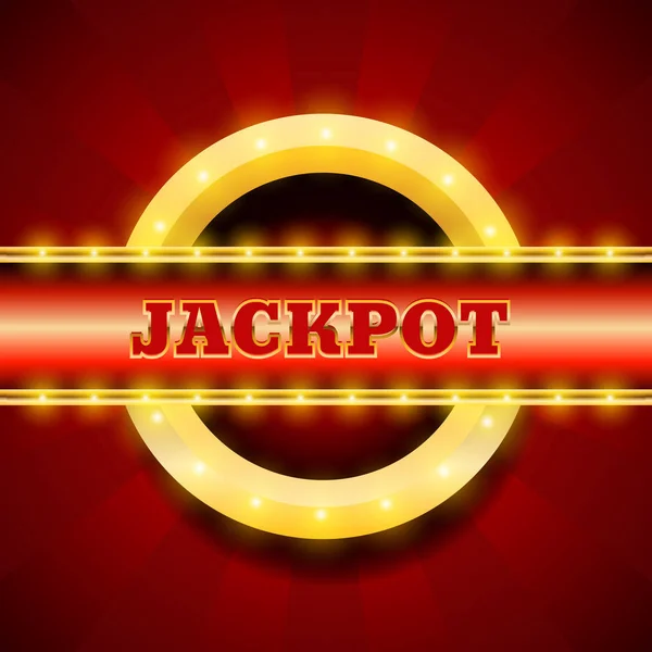 Jackpot retro banner met gloeiende lampen voor winnaars van poker auto — Stockvector