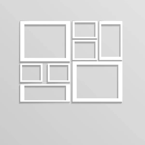 White wall frames collage mockup eps 10 vector — Stock Vector