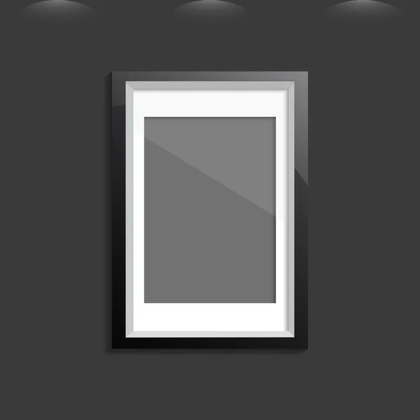 Svislý rám na šedé zdi s realistické stíny a světla spo — Stockový vektor