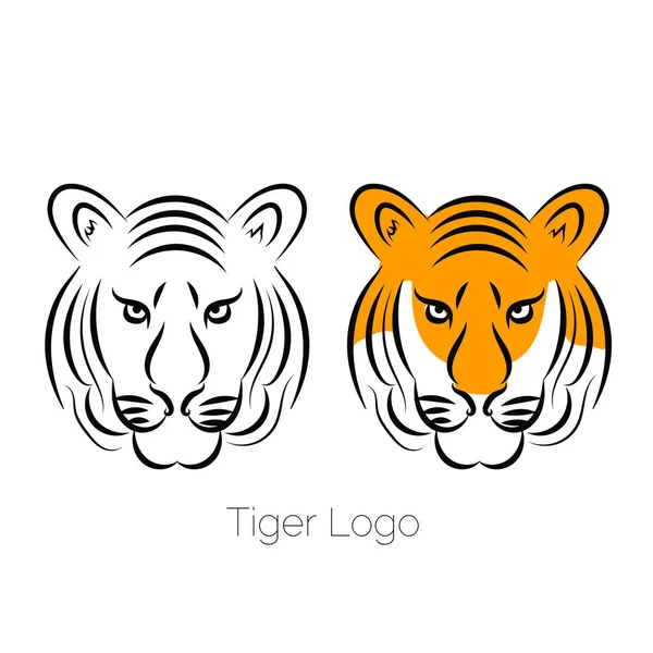 Ícone de tigre isolado em um fundo branco logotipo modelo tatuagem d — Vetor de Stock