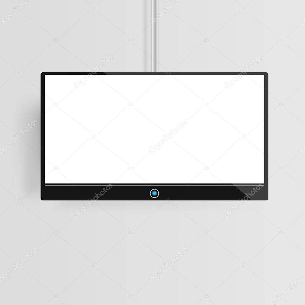 Flat Smart TV Mockup with blank white screen  LCD realistic vect