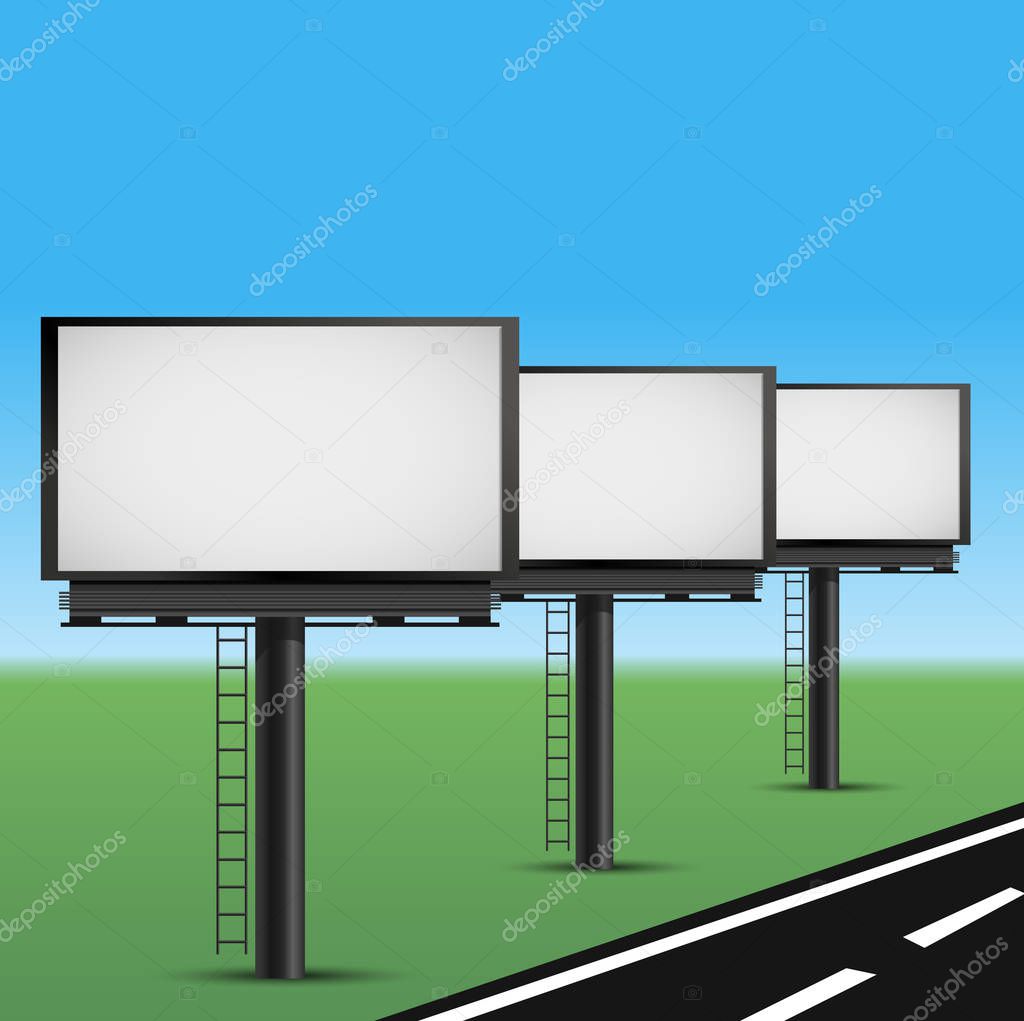 Vector Blank billboard and road mock up illustration eps 10 