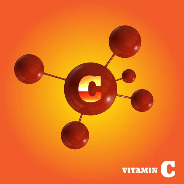 Vitamin C glossy label molecule Vector iicon eps 10 — Stock Vector