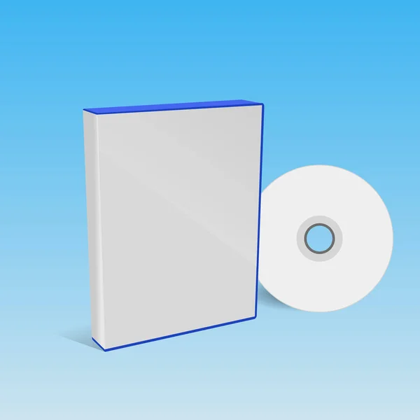 CD oder DVD Disc Cover Mockup Blue Box eps 10 Vektor — Stockvektor