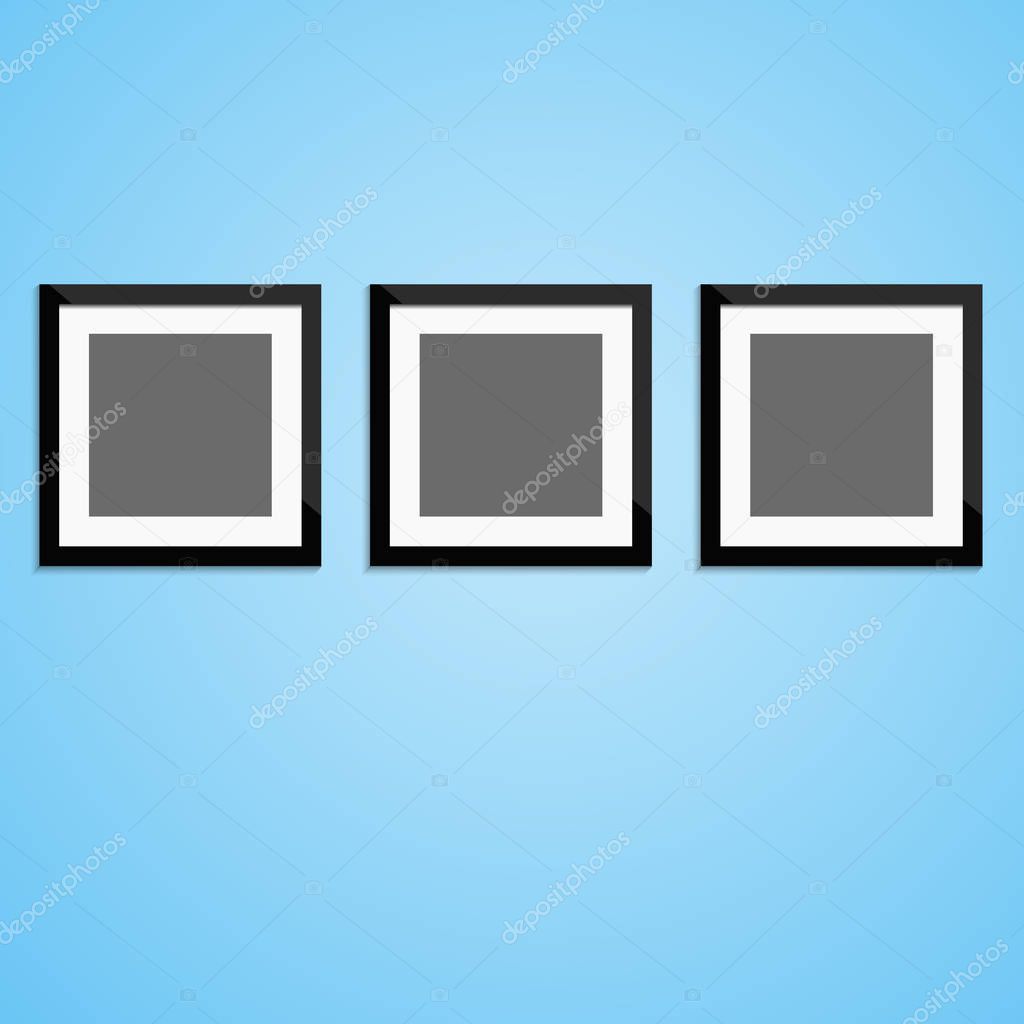 Empty Three Square Frame On Wall For Your Design Eps 10