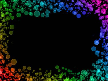 Gökkuşağı rengi bokeh resimde siyah arka plan üzerine kaplama 