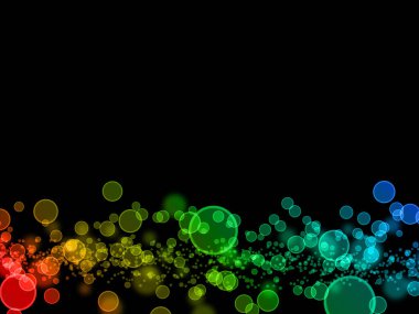 Gökkuşağı rengi bokeh resimde siyah arka plan üzerine kaplama 