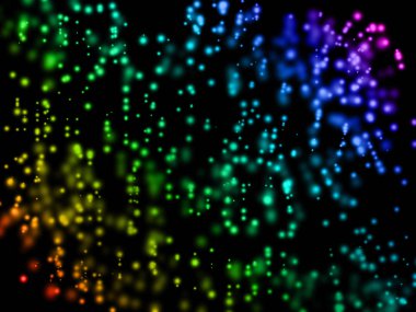 Gökkuşağı rengi bokeh resimde siyah arka planda 2 yerleşimi