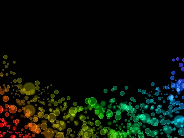 Overlay rainbow color bokeh illustration on black background