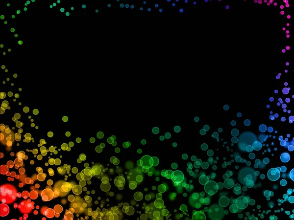 Overlay rainbow color bokeh illustration on black background