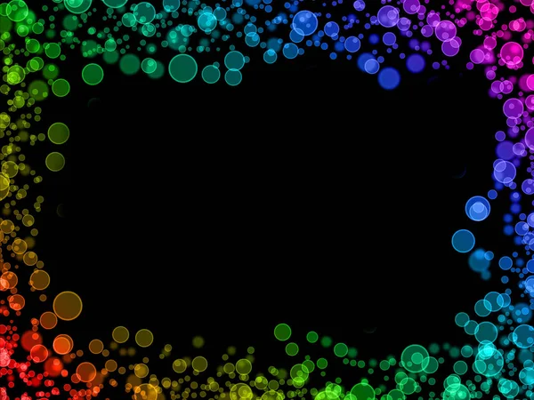 Overlay rainbow color bokeh illustration on black background