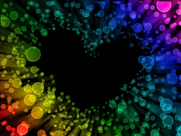 Overlay rainbow color bokeh illustration on black background — Stock Photo, Image