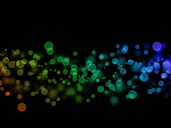 Overlay rainbow färg bokeh illustration på svart bakgrund — Stockfoto