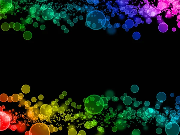 Overlay rainbow color bokeh illustration on black background