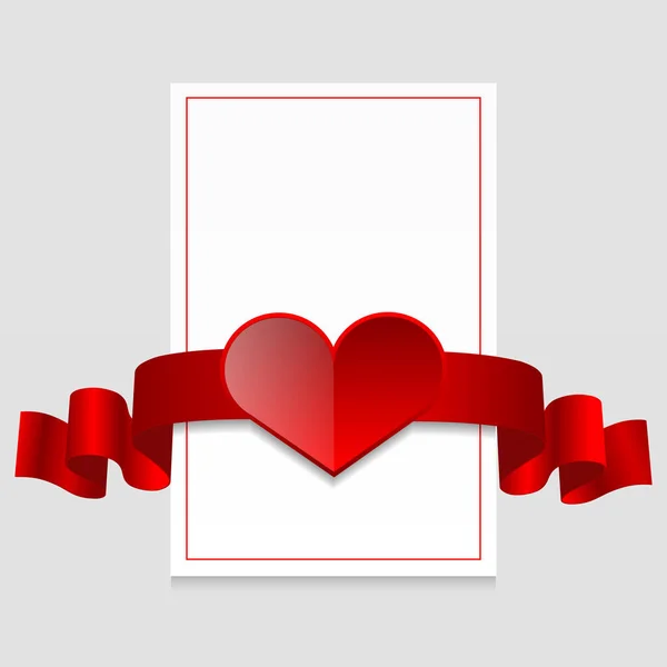Heart with ribbon card background eps 10 vector. — Stock Vector