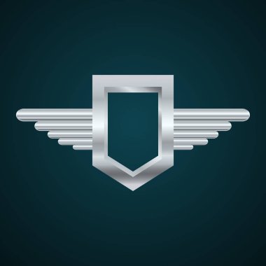Metal etiket eps 10 vektör logo kanatları krom