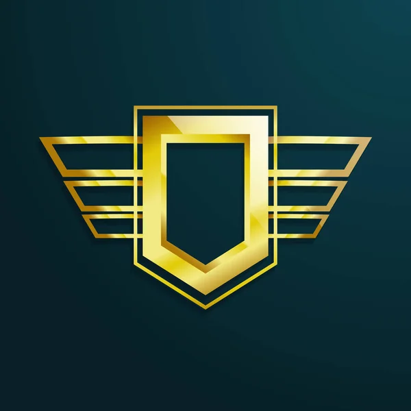 Gouden logo vleugels label 10 eps vector — Stockvector