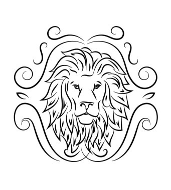 Aslan etiket vektör amblemi eps 10 tasarımı baş 