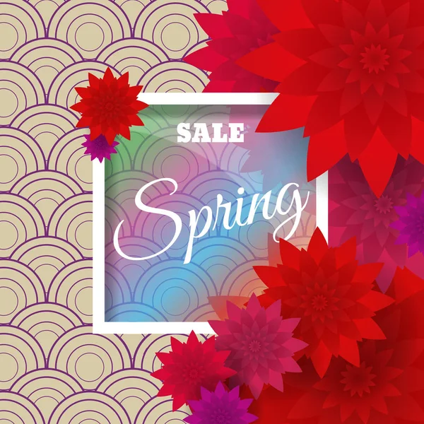 Весняний розпродаж фон з красивим барвистим квітковим вектором хворий — стоковий вектор