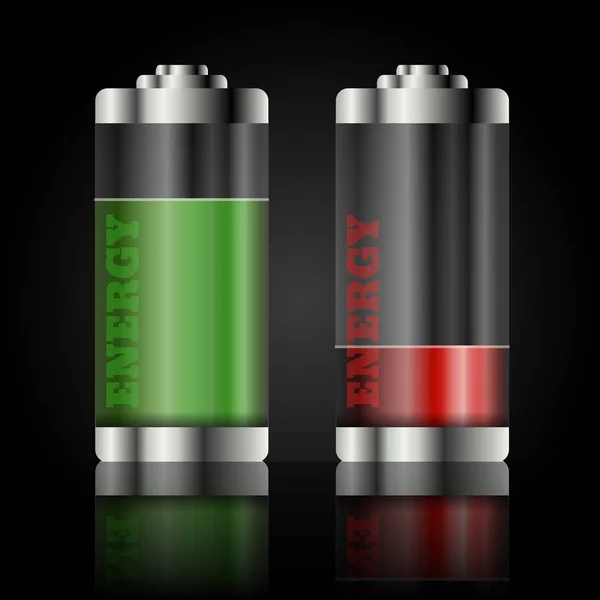 Illustration charged batteries red and green vector element for — Stock Vector