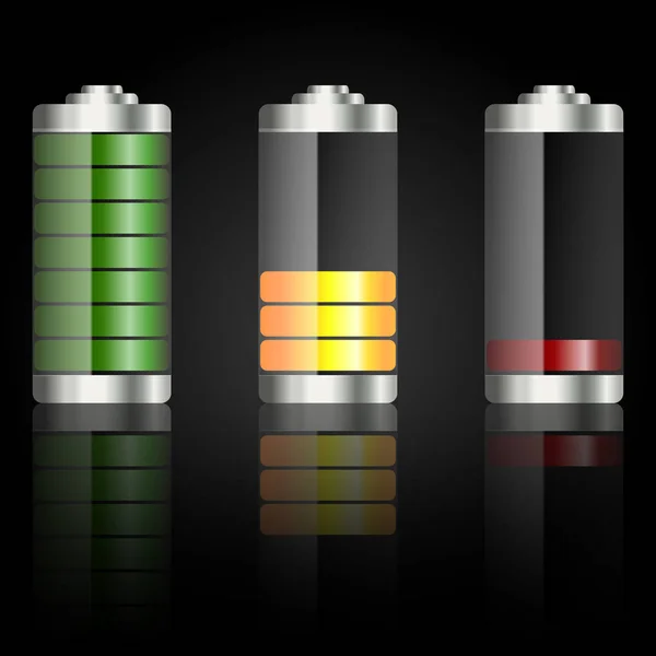 Ilustracja opłata baterie czerwony zielony wektor żółty element f — Wektor stockowy