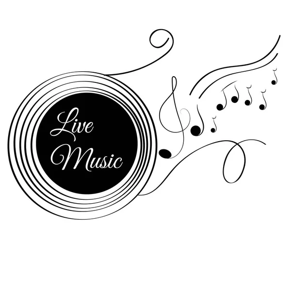 Vector banner for the concert live music  note illustration eps — Stock Vector