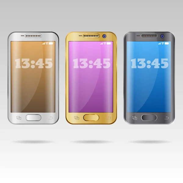 Realistisches Smartphone Weißgold Schwarz Set Vektor eps 10 — Stockvektor