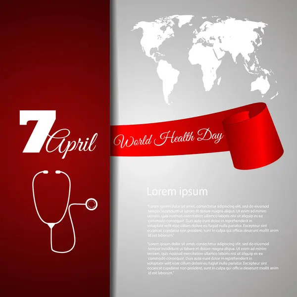 World Health Day Ribbon Ilustración vectorial diseño rojo eps 10 — Vector de stock