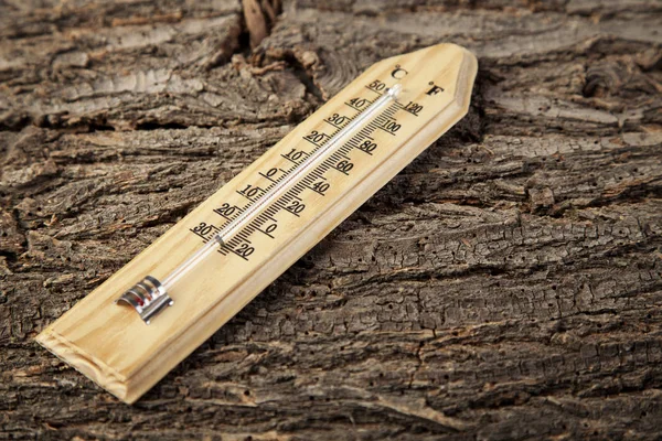 Thermometer on a old wooden background